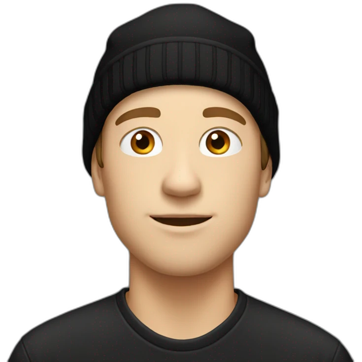 white guy with black beanie hat emoji