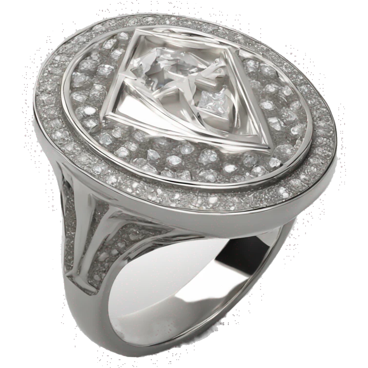 high detailled HD 4K Silver signet ring diamond jewellery bling bling emoji