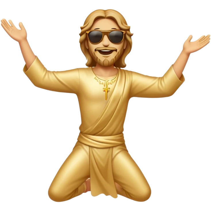 dancing figure of rejoicing Jesus with  sunglases golden  emoji