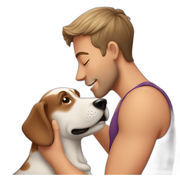 gay man kissing dog emoji