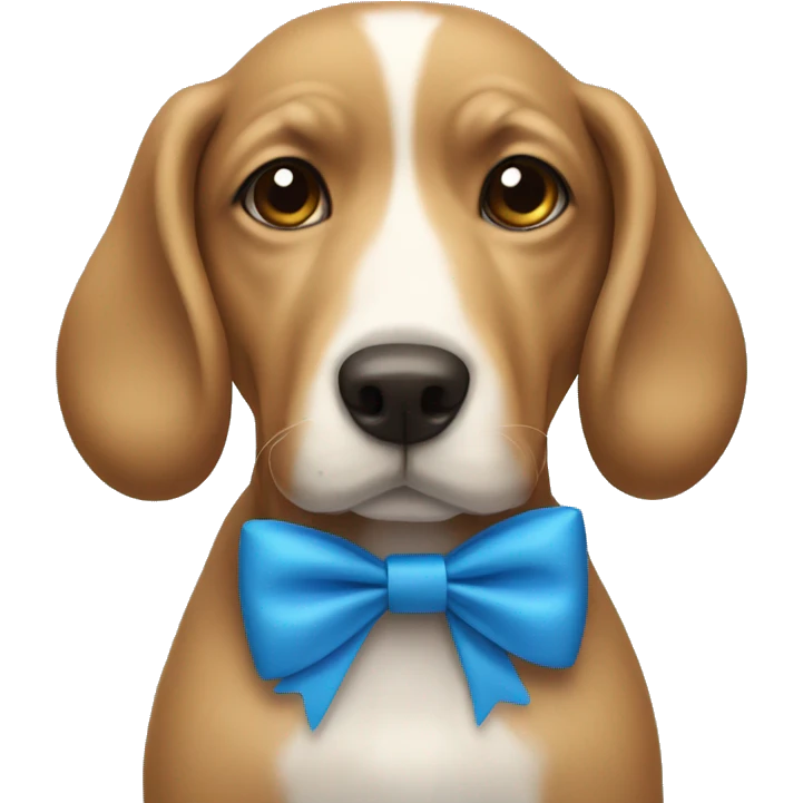 dog wearing a blue bow emoji