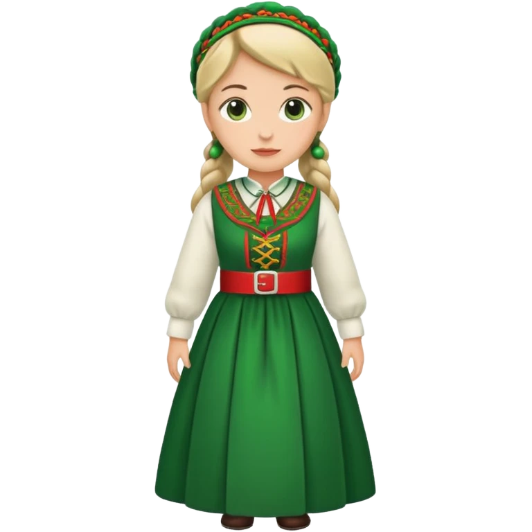 woman wearing traditional green bunad emoji