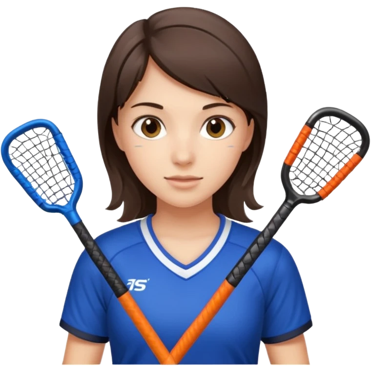 brunette girl playing field hockey emoji