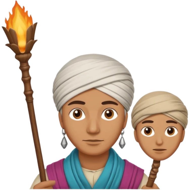 Man + turban + staff,Desert Nomads. emoji