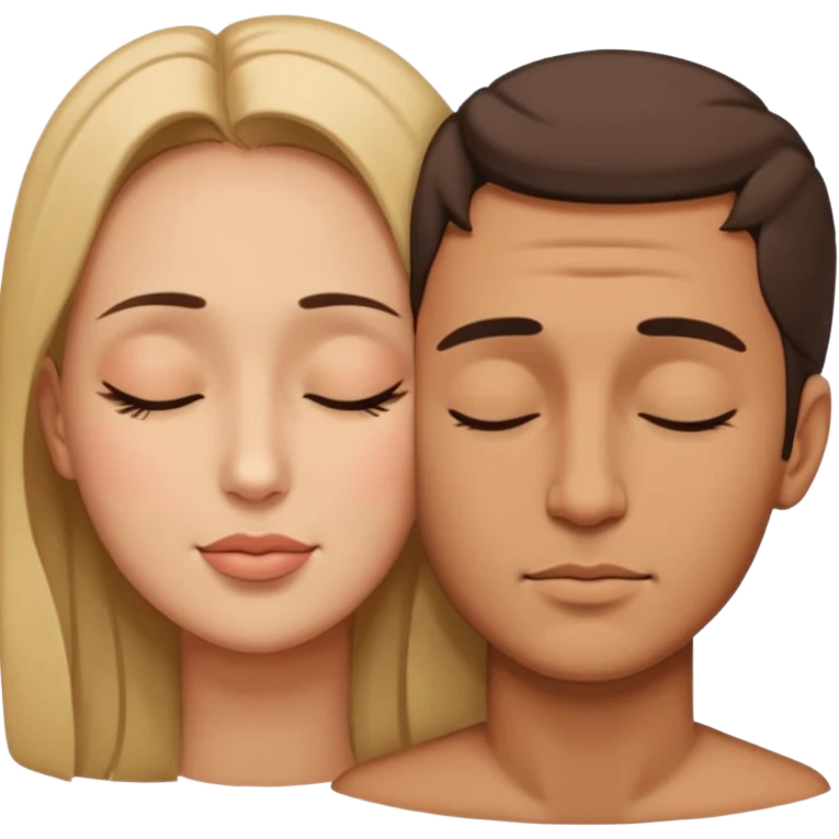 two faces whose forehead are touching another. these two people are in love and close their eyes emoji