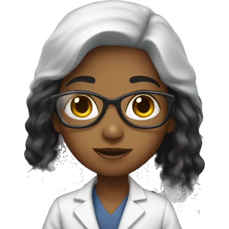 black long hair girl scientist with cat emoji