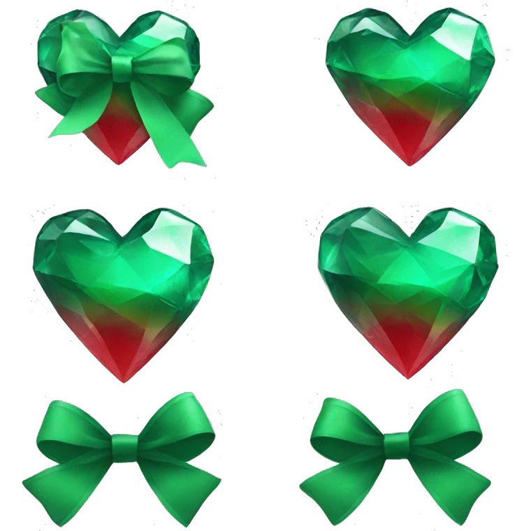 crystal red heart wrapped in emerald bow emoji
