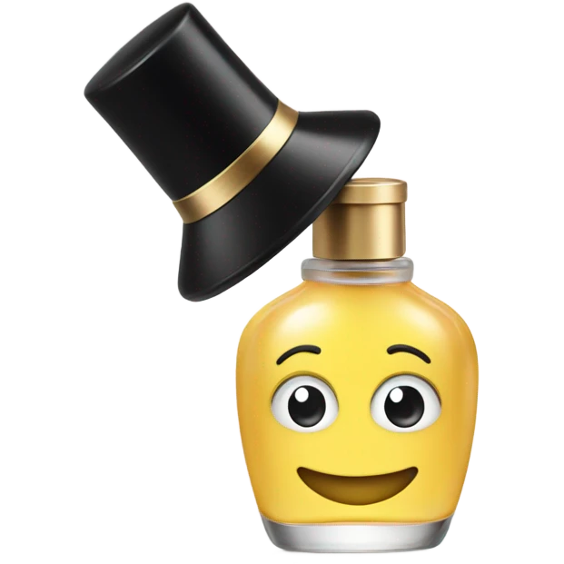 smiling perfume with black cap emoji