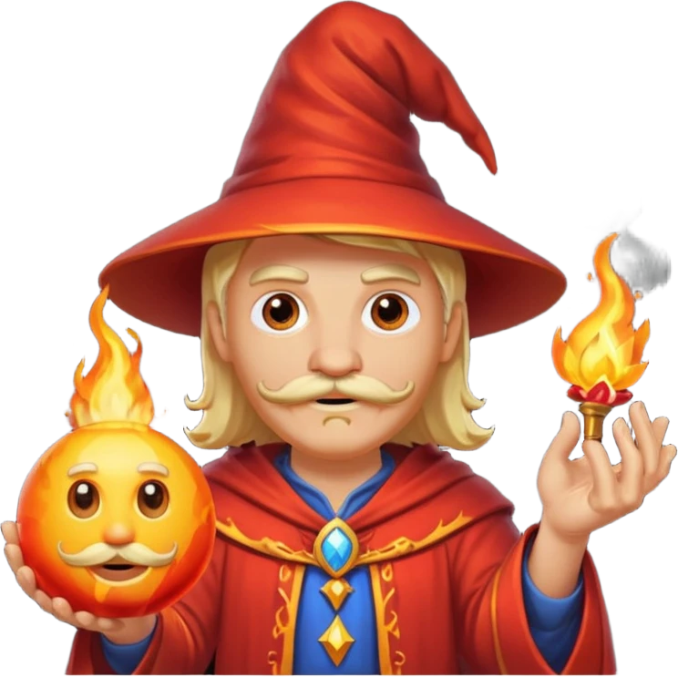 fire blonde wizard with mustache emoji