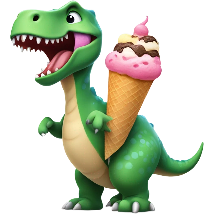Dinosaur eating ice cream emoji