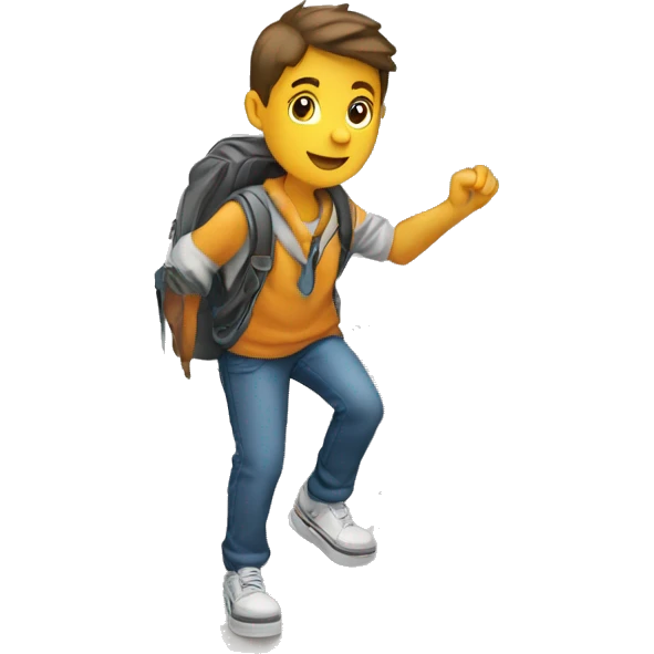 a white-skin student making a step downstairs emoji