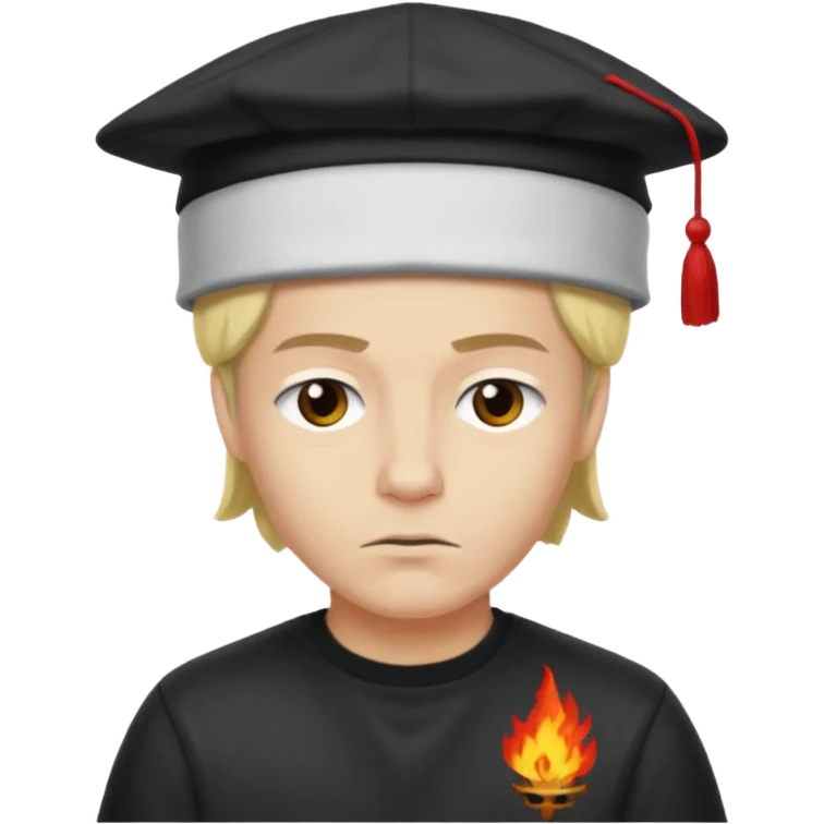 Make Dustin Henderson from Stranger Things with helfire club shirt and thinking cap emoji