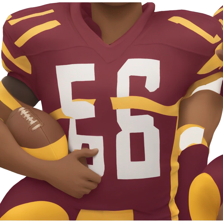  football player number 5 wearing maroon and gold jersey emoji