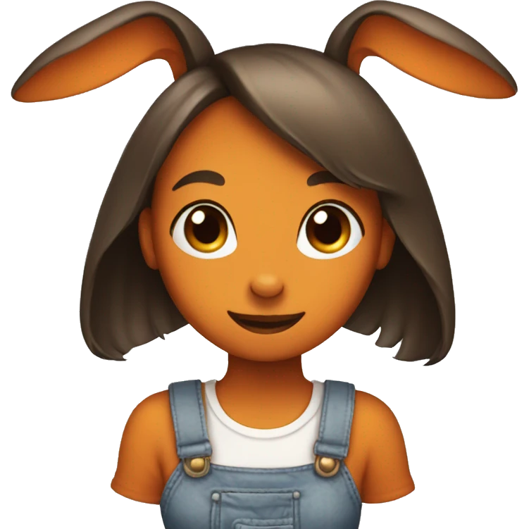 a girl bunny in dog ears holding a pumpkin emoji