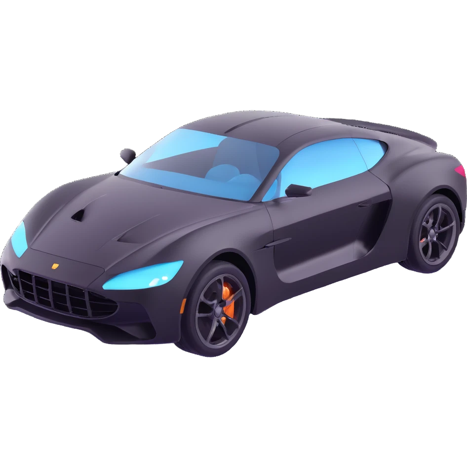 black luxury sports car with a transparent film partially attached, part of the film still floating above the car, premium and elegant emoji
