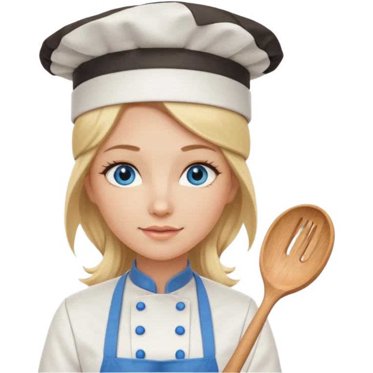 Long Blonde hair blue eyed female chef emoji
