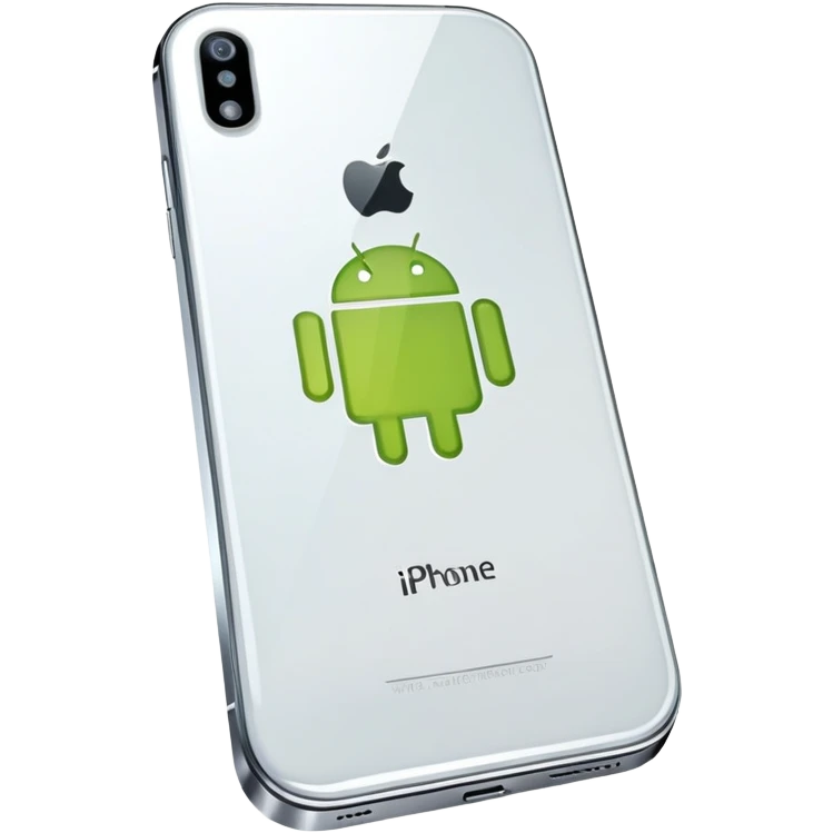 An iPhone with Android bent under it  emoji