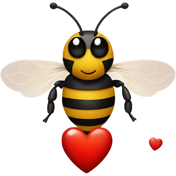 Bee with a red heart emoji