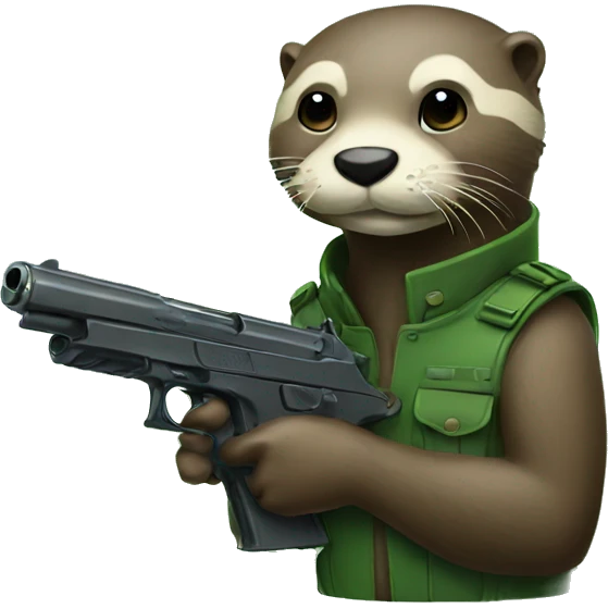 Emoji otter with an emoji green gun emoji