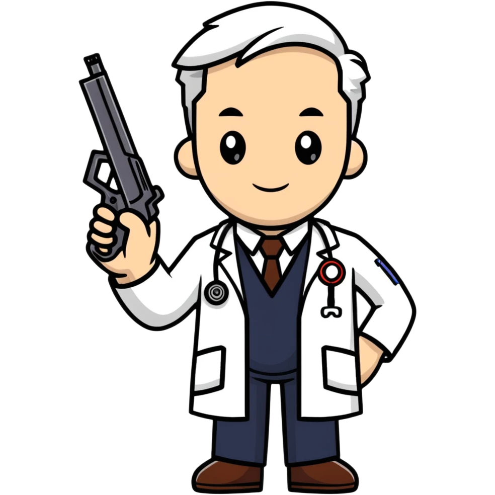 Doctor with gun emoji