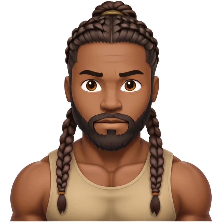muscular strong black man braids and beard emoji