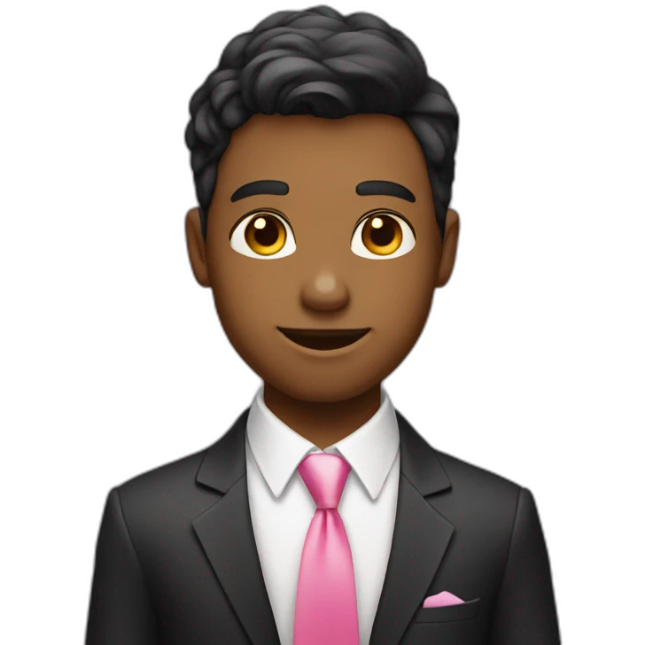 stylish boy in formal wear, blushing man with pink tie emoji