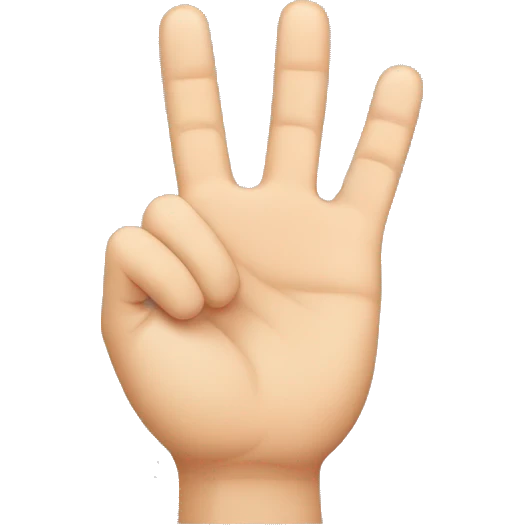 Hand holding three fingers up starting from thumb  emoji
