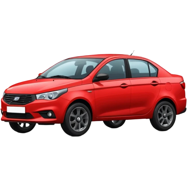 One Red Lada Vesta car with black discs standing sideways emoji