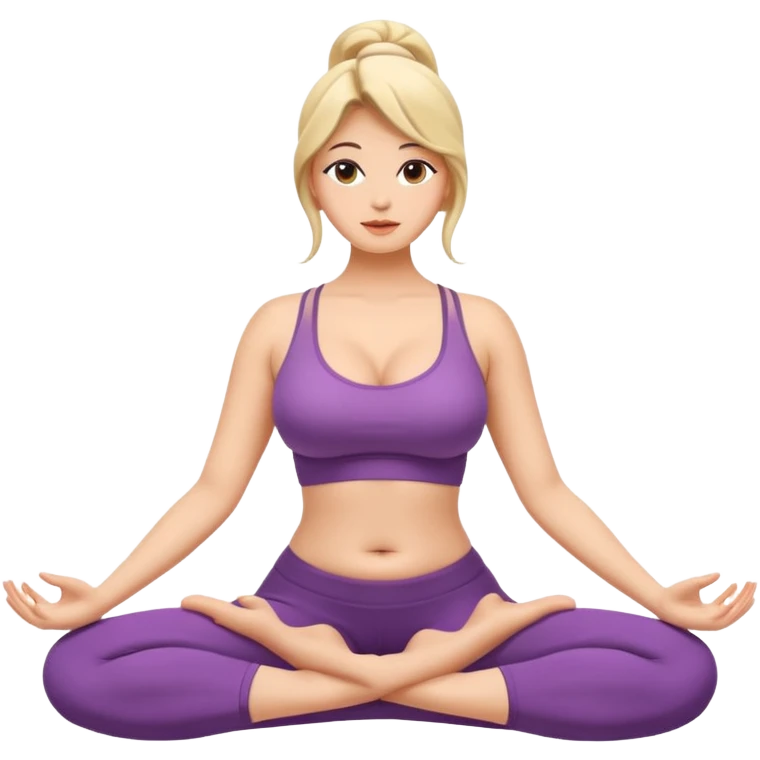 Lady with sexy beautiful body sitting in yoga pose big boobs emoji