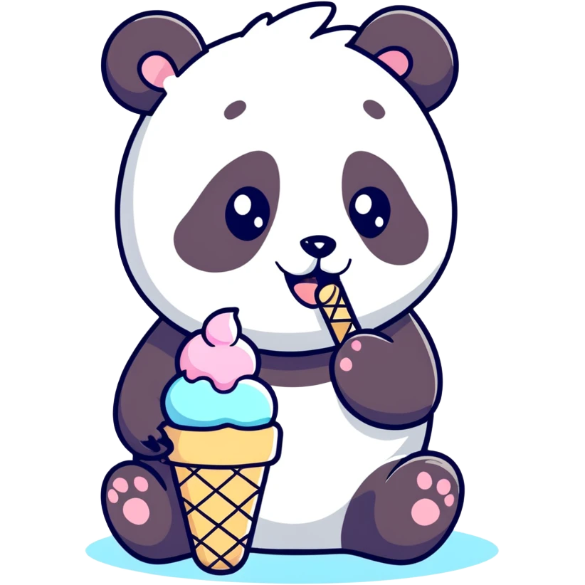 Panda eating ice cream emoji