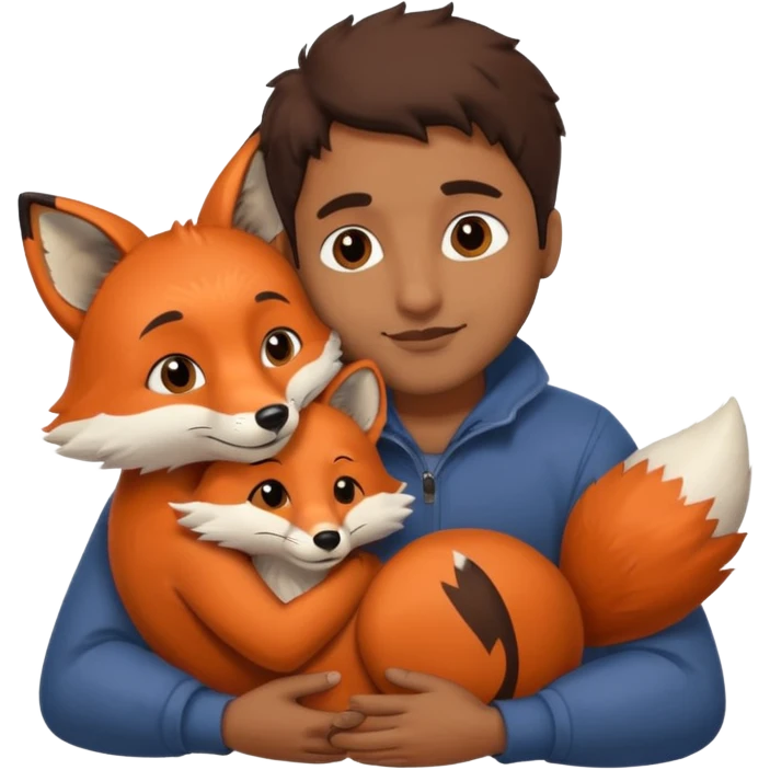 A fox and a brown guy cuddling emoji