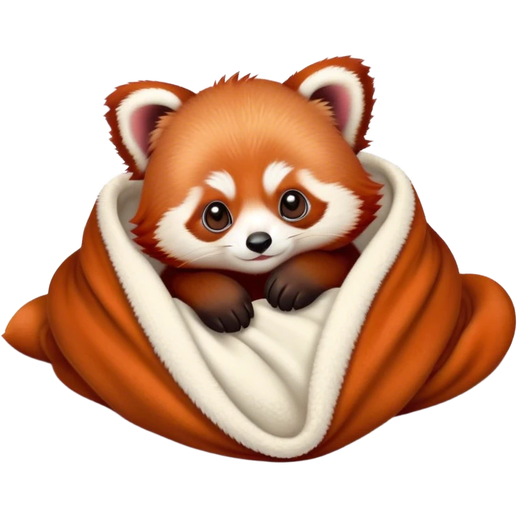 Disney-style cute baby red panda in blanket emoji