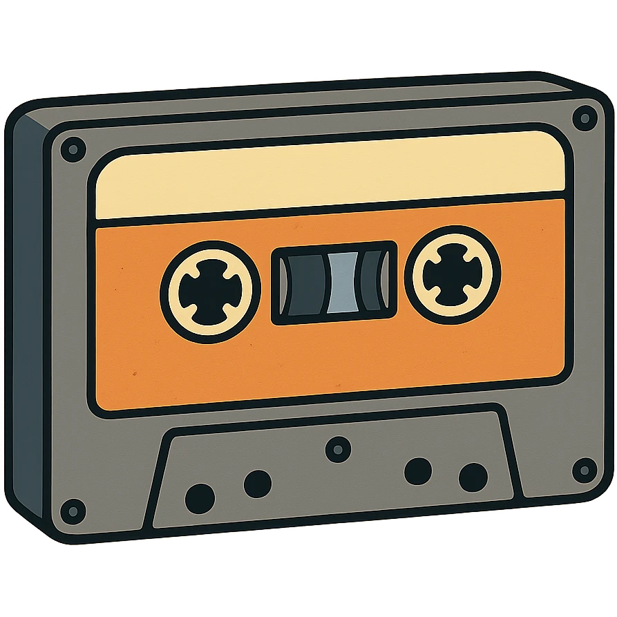 flat toon style cassette tape emoji