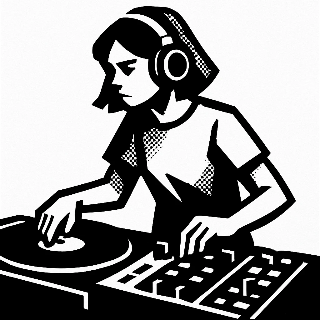 girl playing DJ set emoji