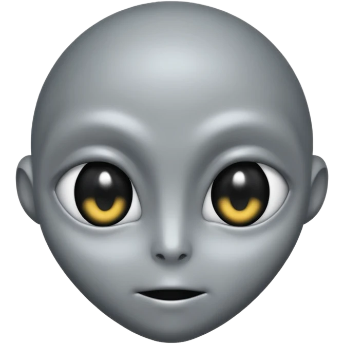 Grey alien head, almond-shaped eyes solid black, entire eye black, no white or iris, slanted, pale grey skin, cartoon emoji, no background


 emoji