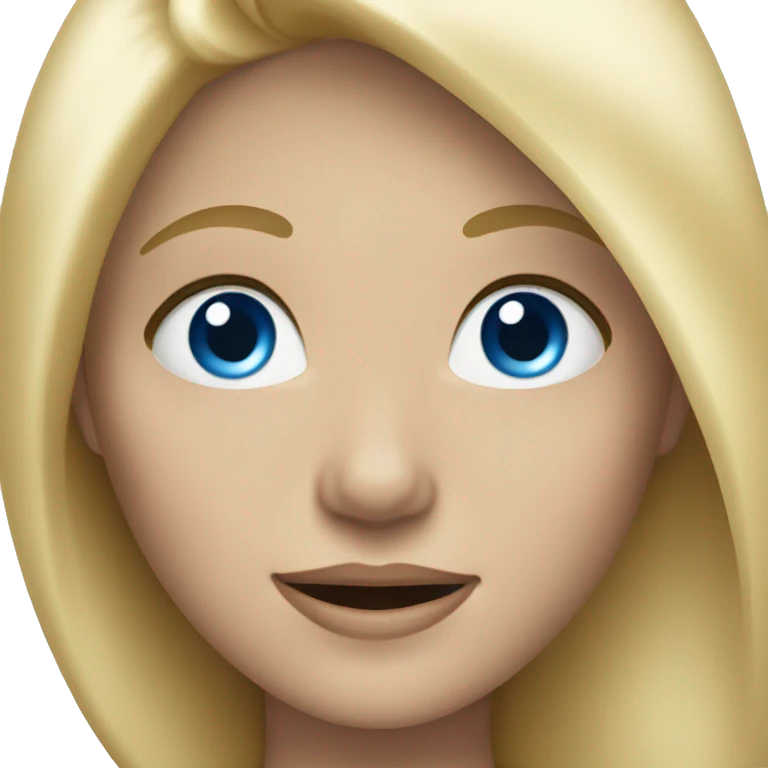 blonde girl with blue eyes waving emoji