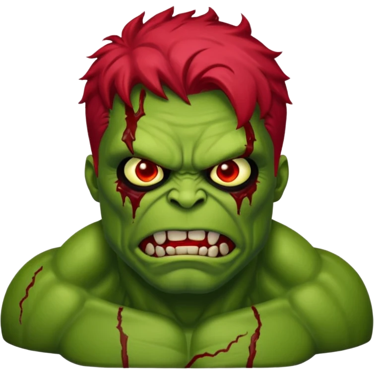 Zombie hulk with red hairface emoji