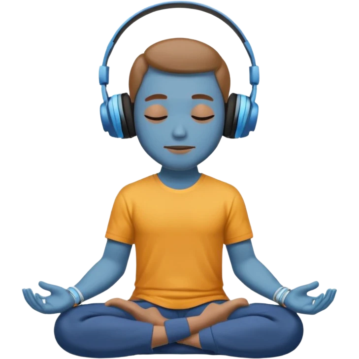 man meditating with headphones emoji