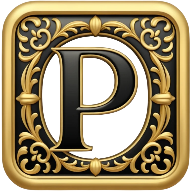 The letter "P" in black and gold letters emoji