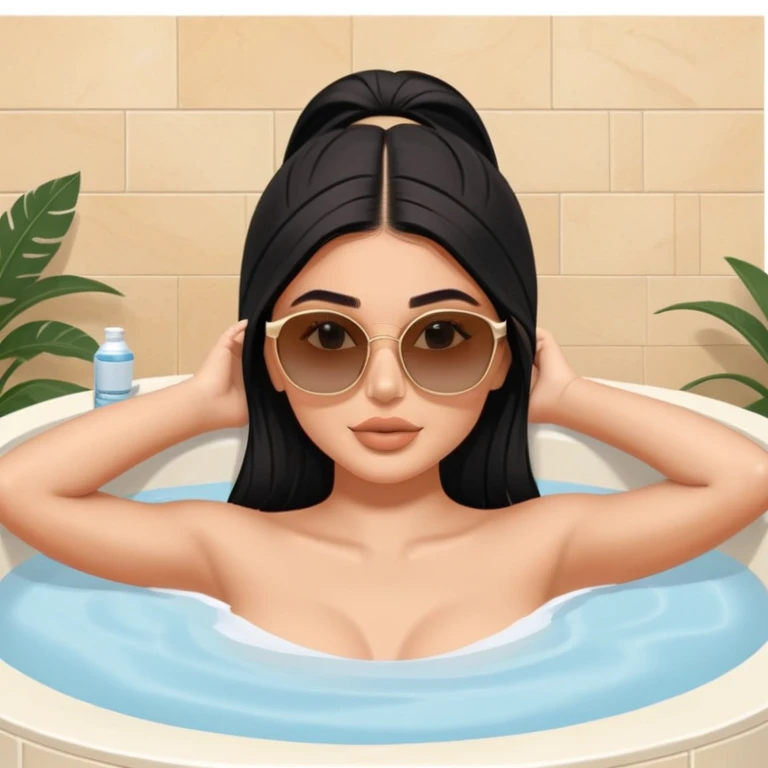 Kylie Jenner relaxing in a jacuzzi, zoomed out view emoji