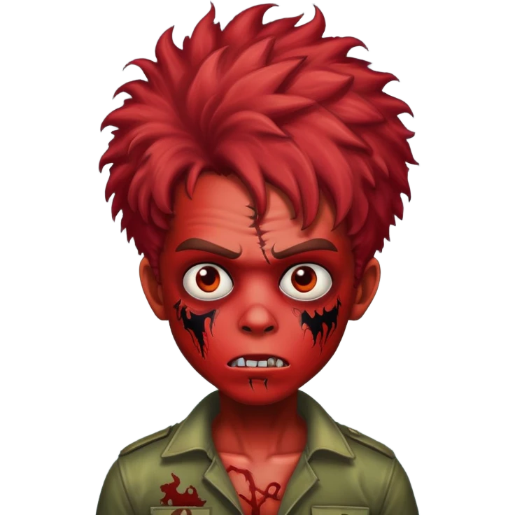 Boy zombie with kinky hair red emoji