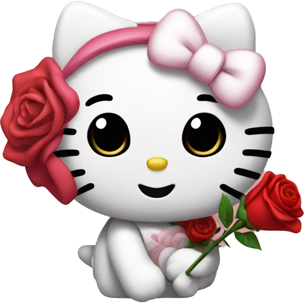hello kitty with a rose emoji