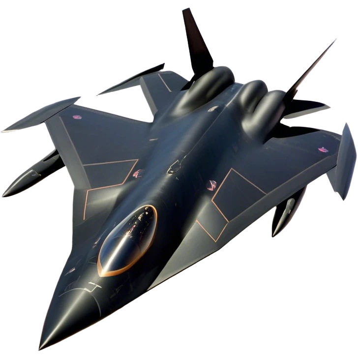 SR-71 Blackbird - Lockheed Martin (Stealth Grey) A sleek, high-speed reconnaissance aircraft with an elongated, needle-like fuselage and a smooth, aerodynamic design. The body is finished in a deep, matte jet-black with subtle panel lines and heat-resistant detailing. Its twin engines are seamlessly integrated into the structure, with sharp, swept-back wings that emphasize speed and stealth. The cockpit canopy is tinted, adding to its mysterious, high-tech aesthetic, while the overall silhouette exudes an aura of unmatched velocity and secrecy. emoji