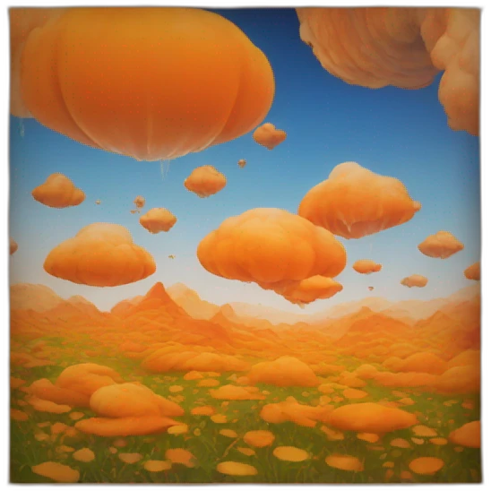dreamland picture painting orange in wood frame  emoji