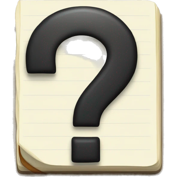 There are writings in the notebook and there is a question mark next to it emoji