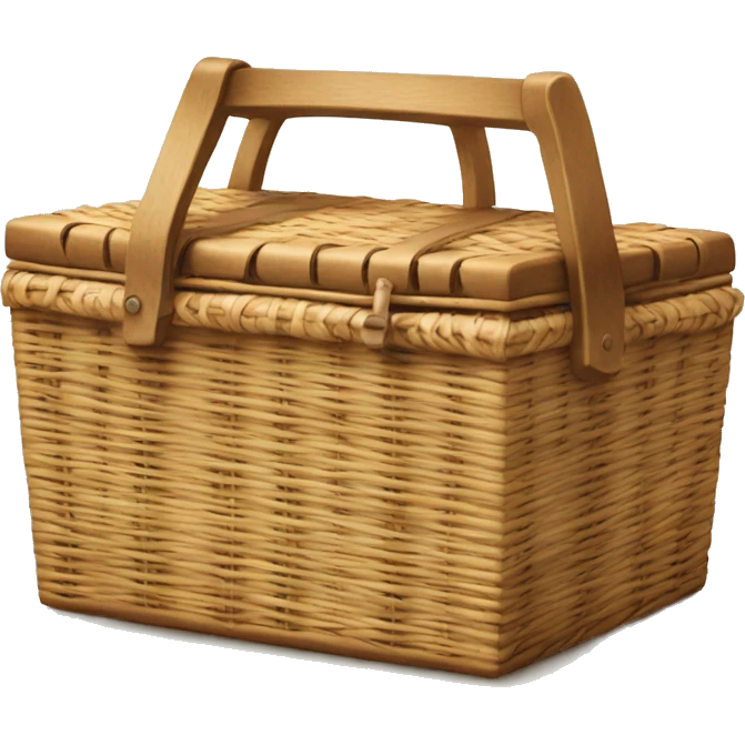 Closed Picnic Hamper with letters F&M written on the front emoji