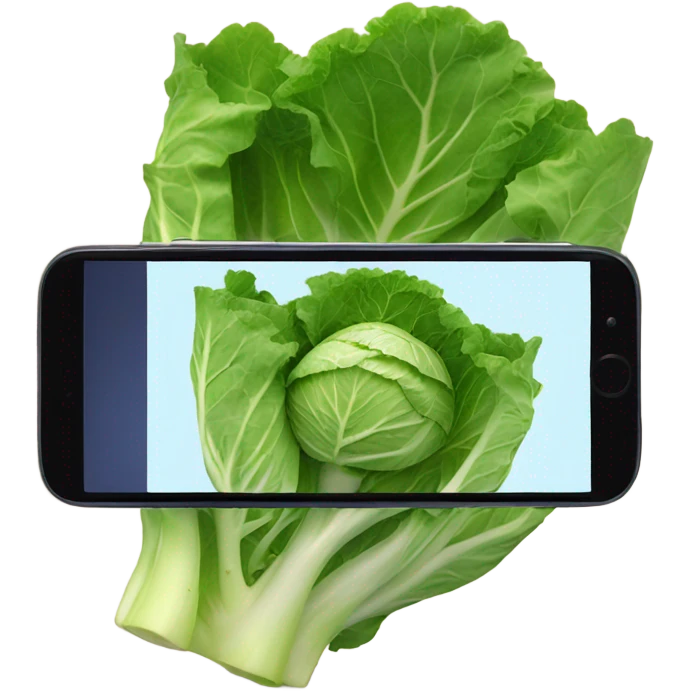 cabbage takes pictures with phone emoji