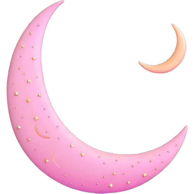 shimmering light pink crescent moon with sparkles emoji