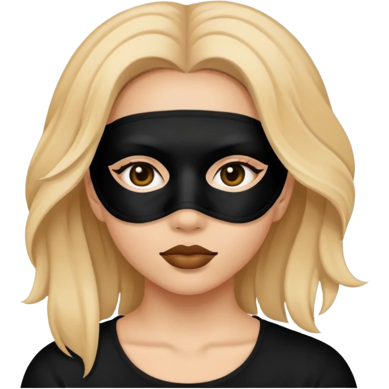 Girl in black textile mask on face emoji