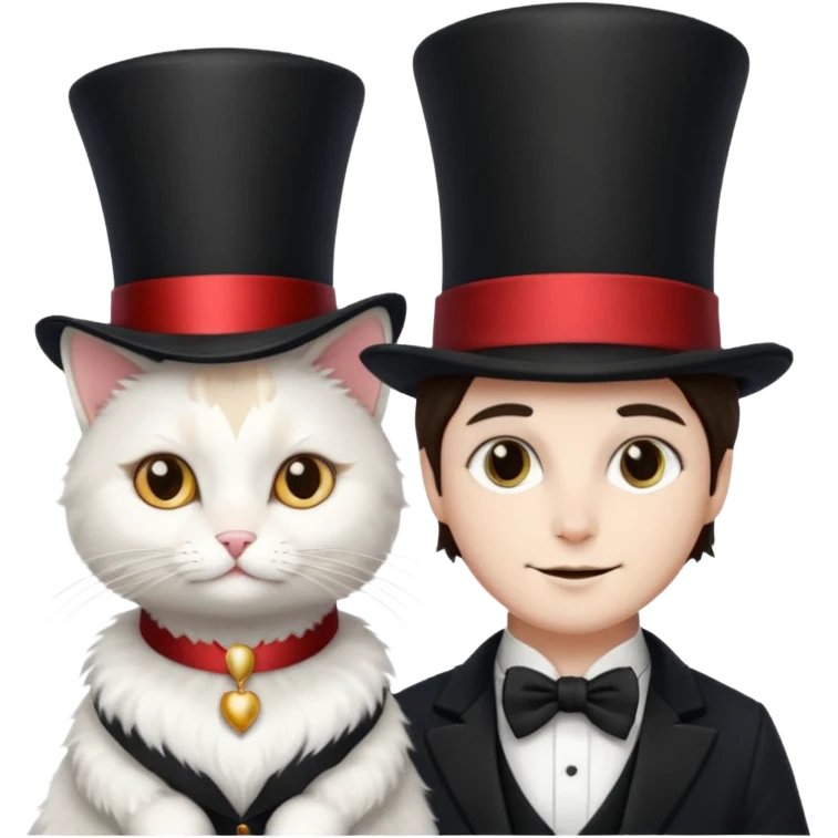 magician couple and their pet cat emoji
